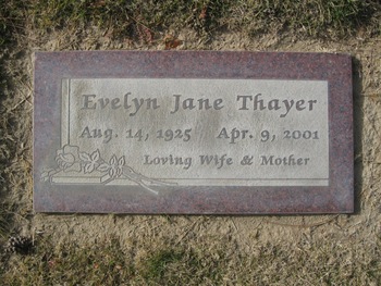 Thayer, Evelyn Jane gravesite
