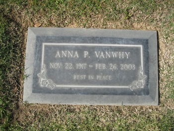 Vanwhy,   Anna P. gravesite