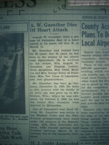 Guenther,   August William obituary