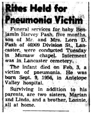 Pash,   Benjamin Harvey obituary