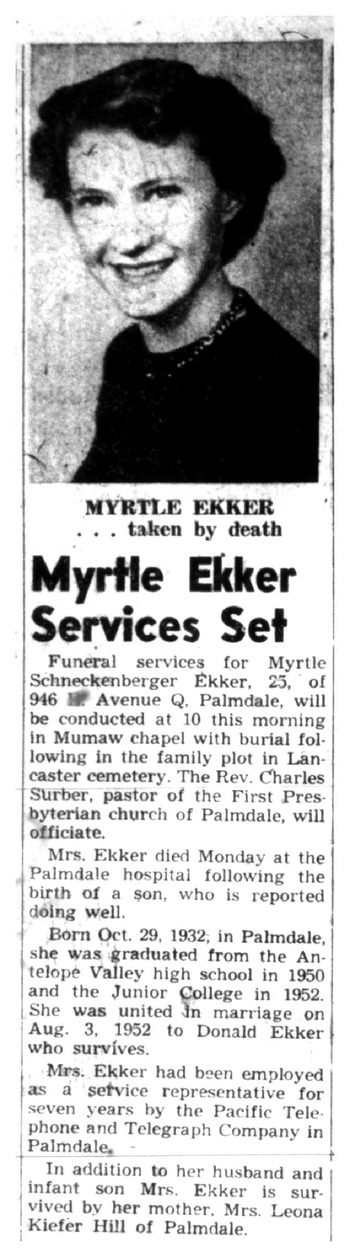 Ekker,   Myrtle Helen obituary