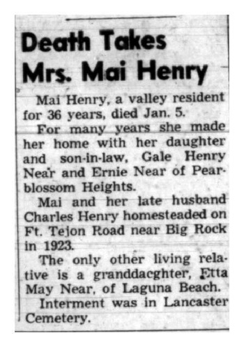 Henry,   Mai obituary