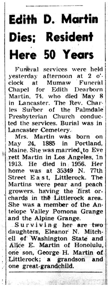 Martin,   Edith obituary