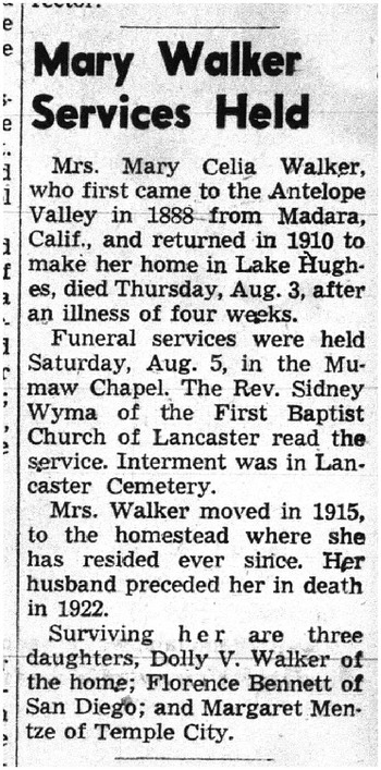 Walker, Mary Celia obituary