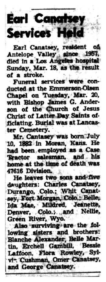 Canatsey,   Earl R. obituary