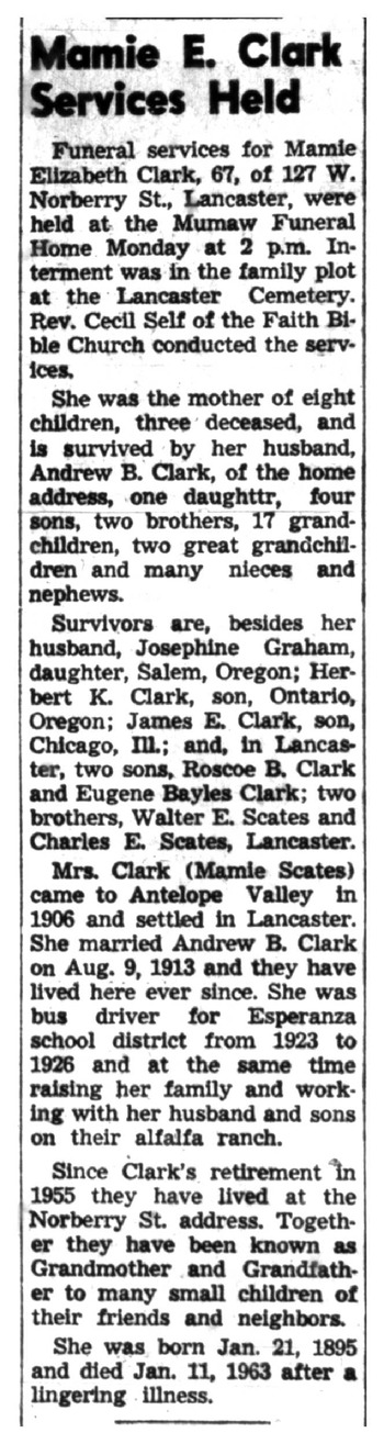 Clark,   Mamie Elizabeth obituary