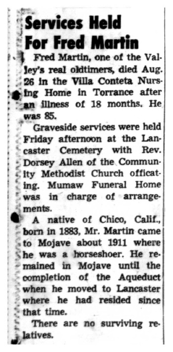 Martin, Frank obituary