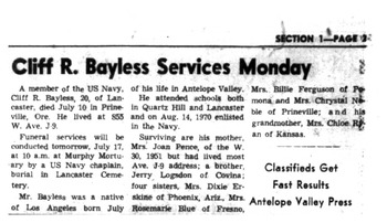 Bayless,   Clifford Ross obituary