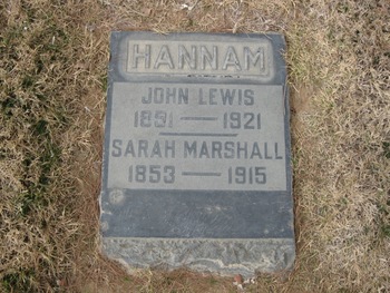 Hannam,   Sarah Marshall gravesite