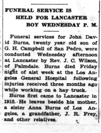 Burns,   John David obituary