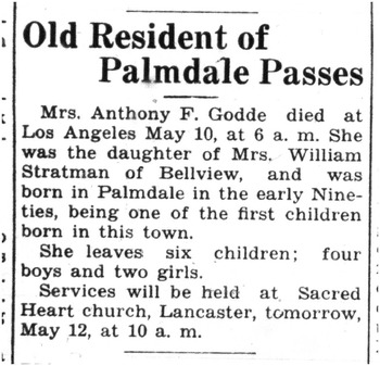 Godde,   Marie Theresa Barbara ('May') obituary