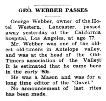 Webber,   George Thomas obituary