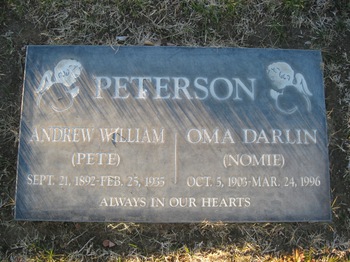 Peterson,   Andrew William ('Pete') gravesite